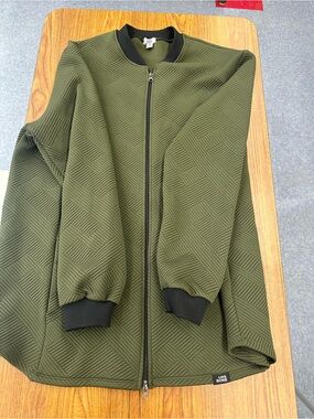 One Bone Geo Olive Green Bomber Jacket with Zip Closure